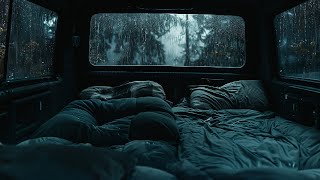 Harmonious Camping: Car Window Rain and Thunderstorm for a Tranquil Night's Rest