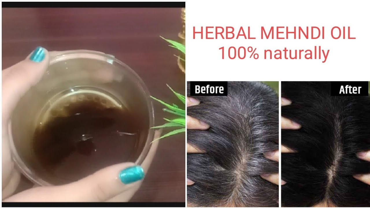 HERBAL MEHNDI OIL turn white hair to black hair 100 safe and