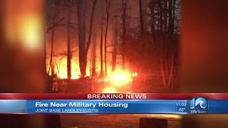 Wild brush fire near housing area of Langley Air Force Base