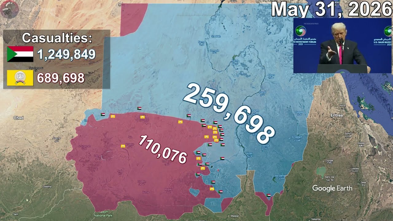 Sudanese Civil War: Every day to August 1st, 2026 using Google Earth