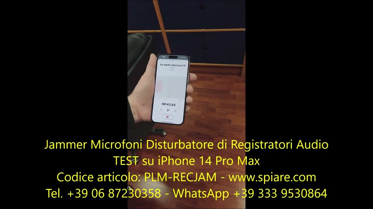 Jammer Microfono Disturbatore di Registratore Audio test iphone 14 pro max  