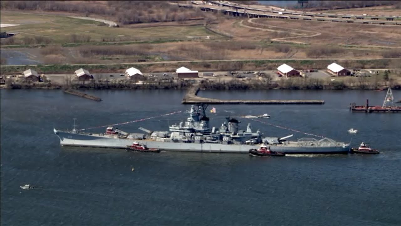 Battleship New Jersey arrives at Paulsboro Marine Terminal; will head