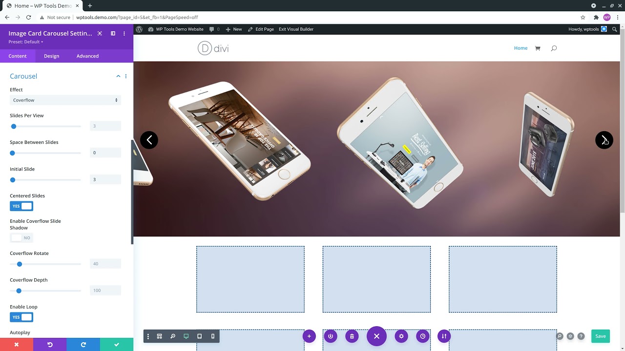Coverflow Carousel For Divi "Image Card Carousel"