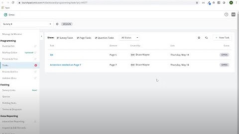 Tasks in the Dynata Survey Authoring (Cmix) Testing Tools