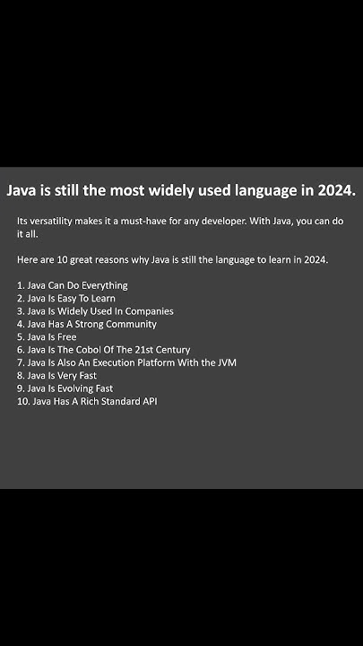 Java is still the most widely used language in 2024. #softwaredev #java ...
