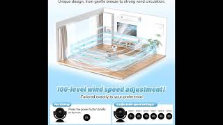 Desk Fans for Bedroom，Air Circulator Fan，90°Vertical +120°Auto Oscillating,100 Speeds