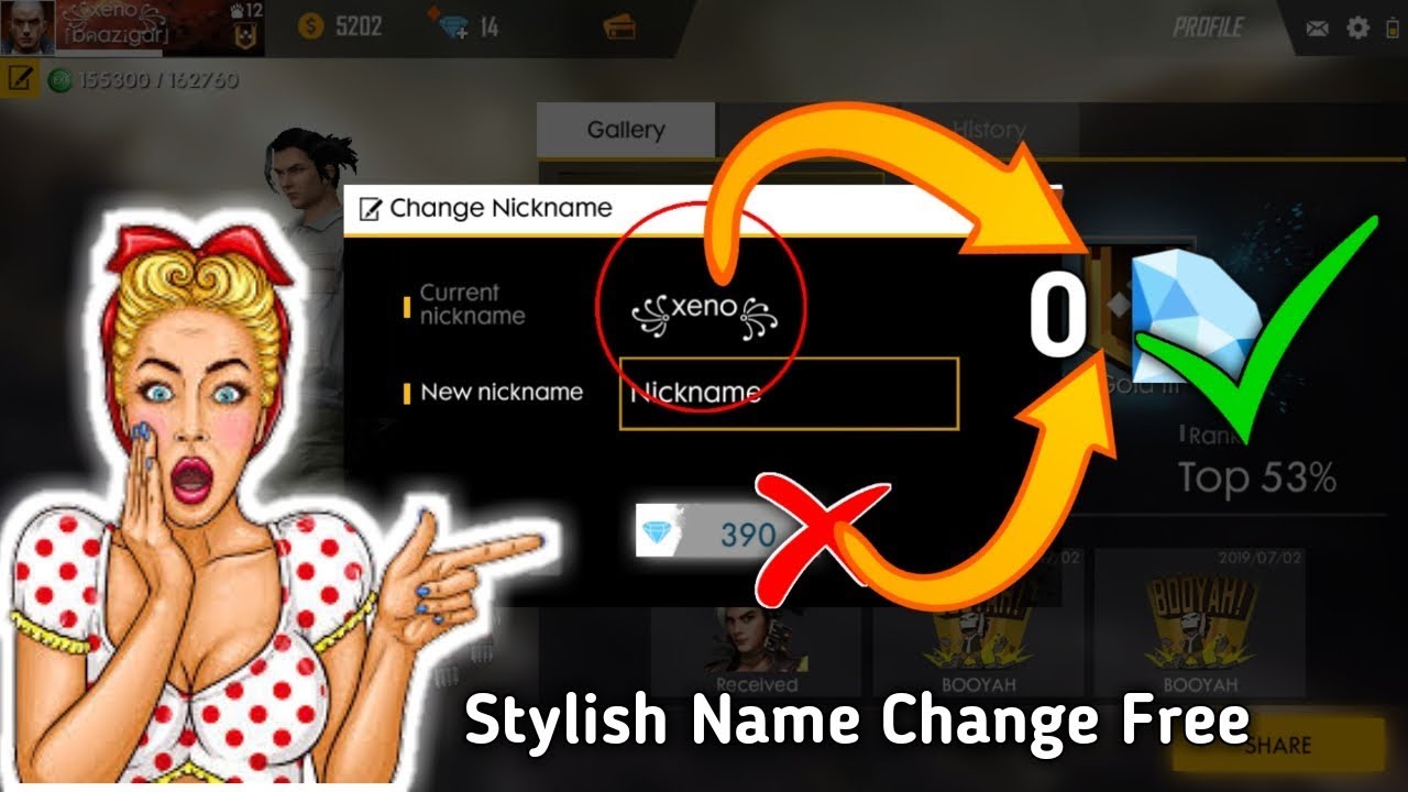Stylish Nick Name Change Like Pro Player In Zero Diamond Free Fire New Trick In Hindi Booyah Youtube