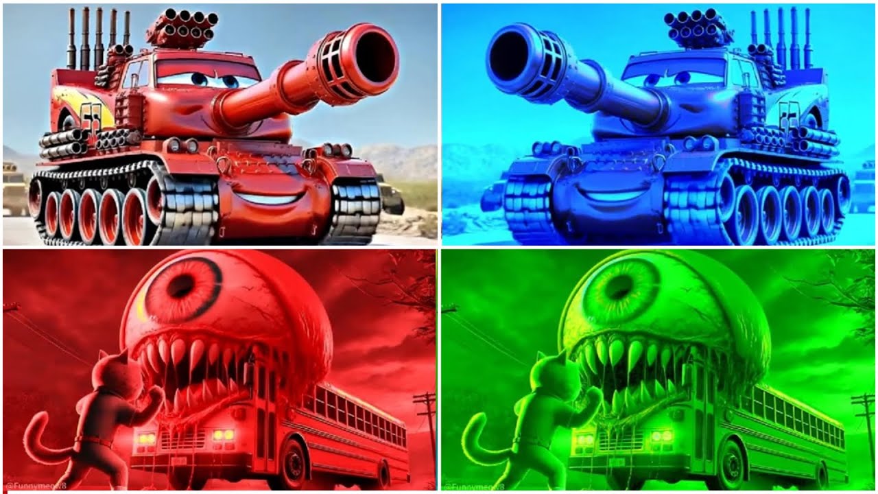 SCHOOL BUS VS MCQUEEN TANK EATER🎶CoffinDance Song 53