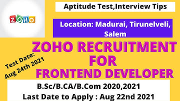 Zoho off campus 2021 |  Frontend Developer