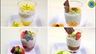 Chia Pudding Recipe 4 ways | How to make Chia Pudding from scratch | Vegan Pudding |Quick & Tasty |