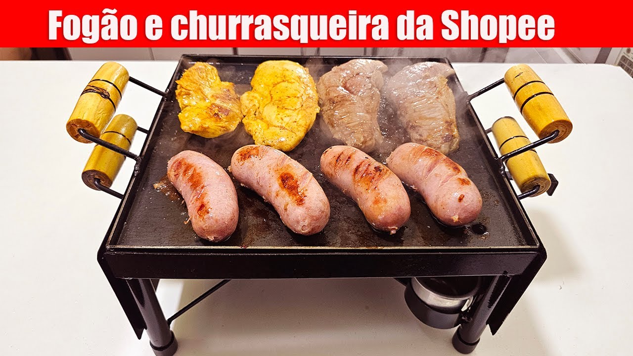 COMPREI NA SHOPEE Fogão a Álcool, Churrasqueira e Chapa