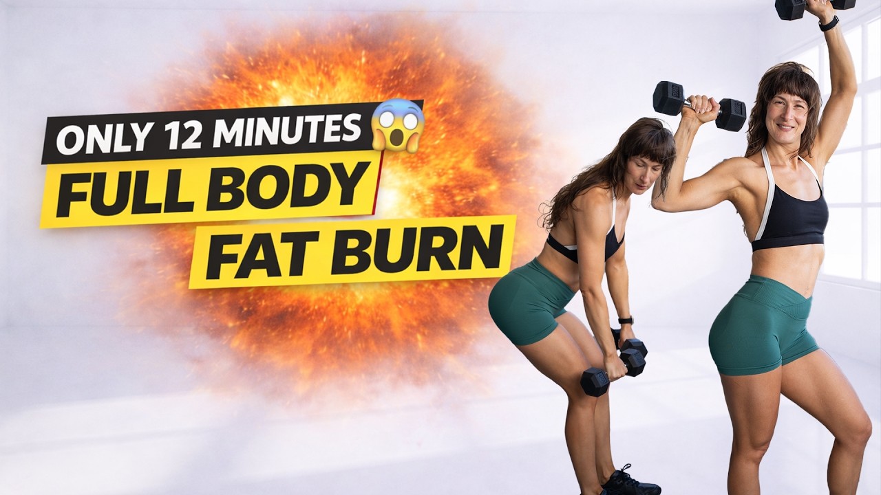12 Minute Full Body Dumbbells Workout at Home (Fat Burn • No Equipment ...