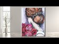 The Girl With a Flower /Step by Step acrylic painting on canvas for beginners/ MariaArtHome