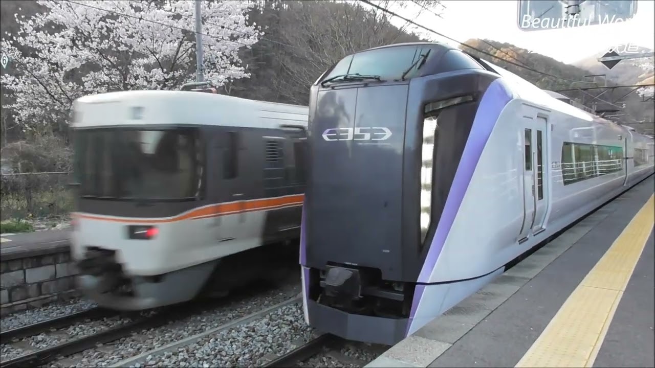 桜満開の冠着駅でE233系T40編成、E353系、383系、211系6連等を見送った2026年信州篠ノ井線の春！2026.4.16 panasd 4190