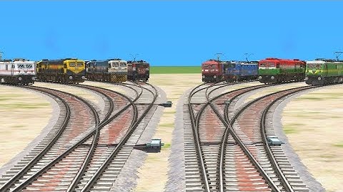🚆8 TRAINS BACK TO BACK CROSSING AT BRANCHED CURVED RAILROAD TRACKS /Train simulator/diesel trains
