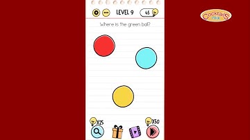 Brain Test Level 9 solution Where is the green ball?