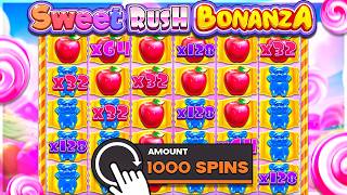 1000 SPINS On SWEET RUSH BONANZA SLOT!!
