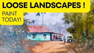 PAINT LOOSE LANDSCAPES | EASY WATERCOLOR LESSONS | BEGINNER INTERMEDIATE | VanidasMangathilArt