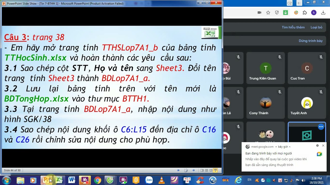 Tin học 7 Bài tập thực hành 1 Làm quen với phần mềm bảng tính Excel Tiết 3 - youtube
