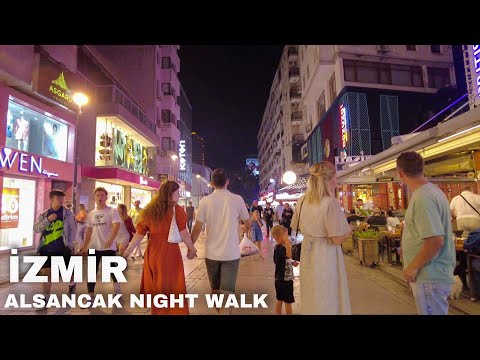 Izmir, تركيا | alsancak | جولة ليلية في المدينة 4K