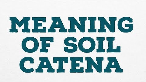 MEANING OF SOIL CATENA