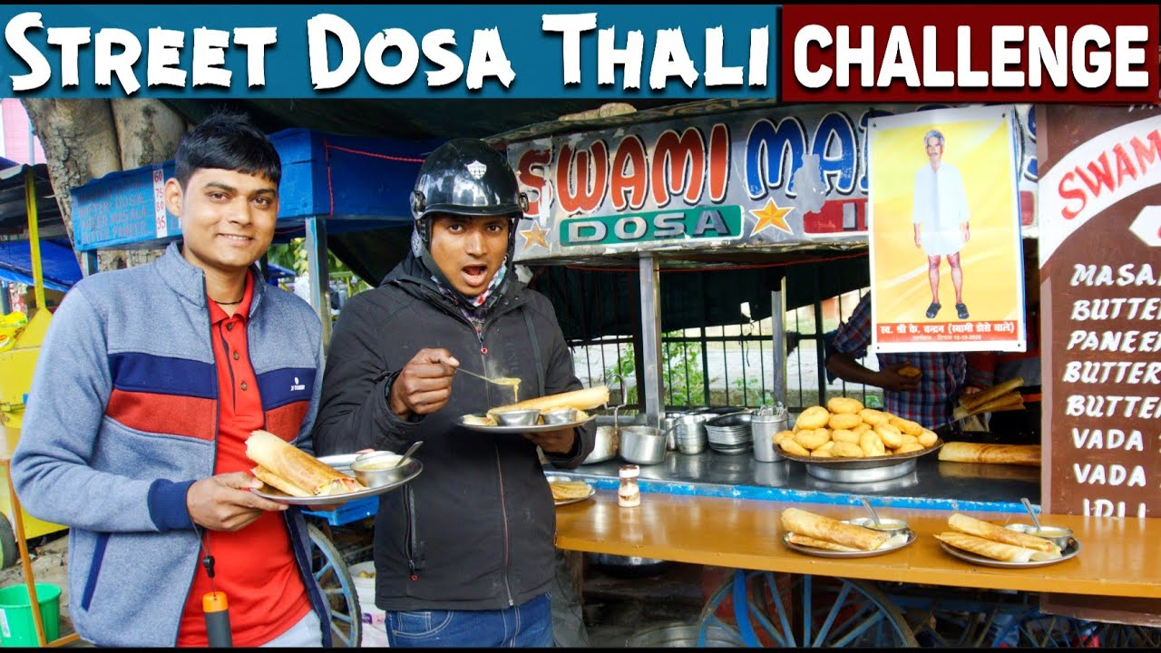 Street Dosa Thali Eating Challenge | 60 Rs Street Masala Dosa Challenge | Speed Challenge No Street