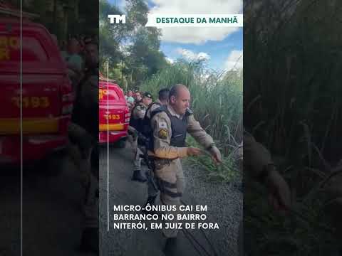 Micro-ônibus cai em barranco no Bairro Niterói, em Juiz de Fora
