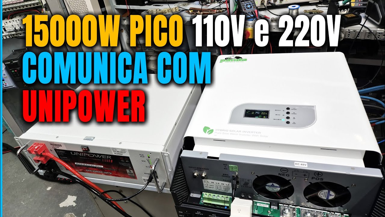 NOVO Híbrido OffGrid 110V e 220V 15000W de PICO e Comunica com LifeePO4 | Panda Energia Solar