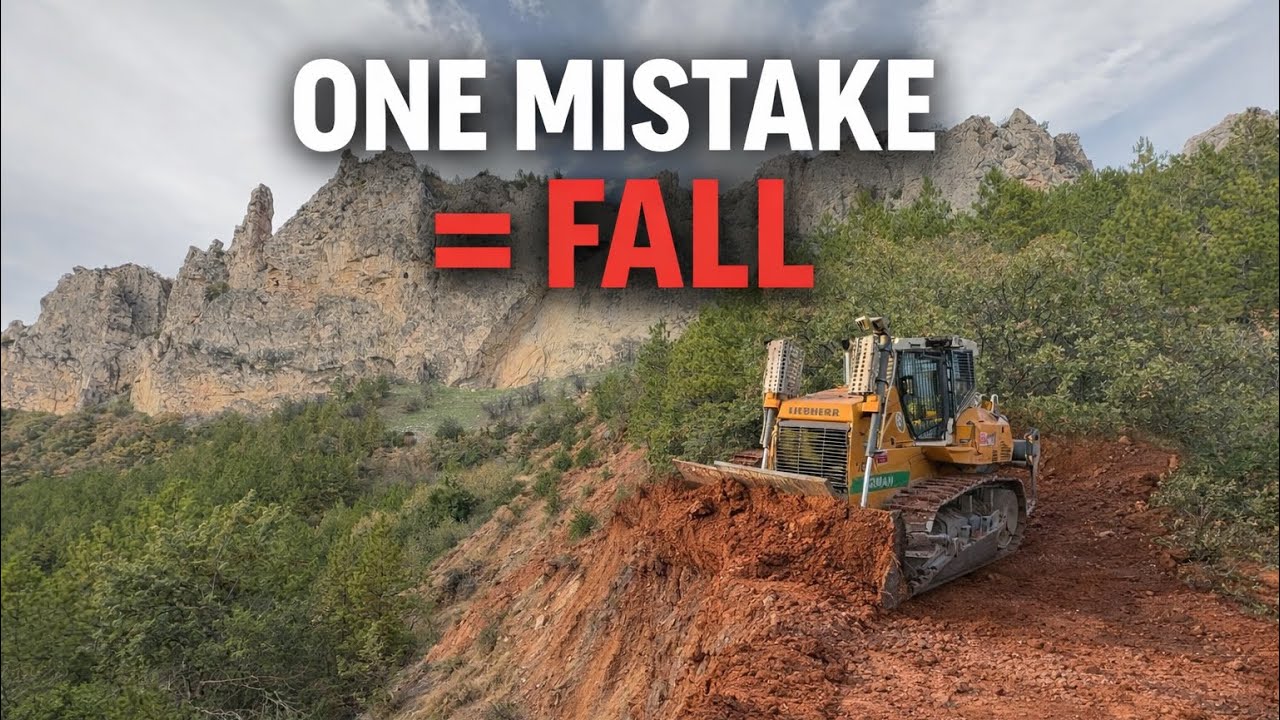 One Mistake = Fall Extreme Liebherr 746 Dozer on Dangerous Mountain ...