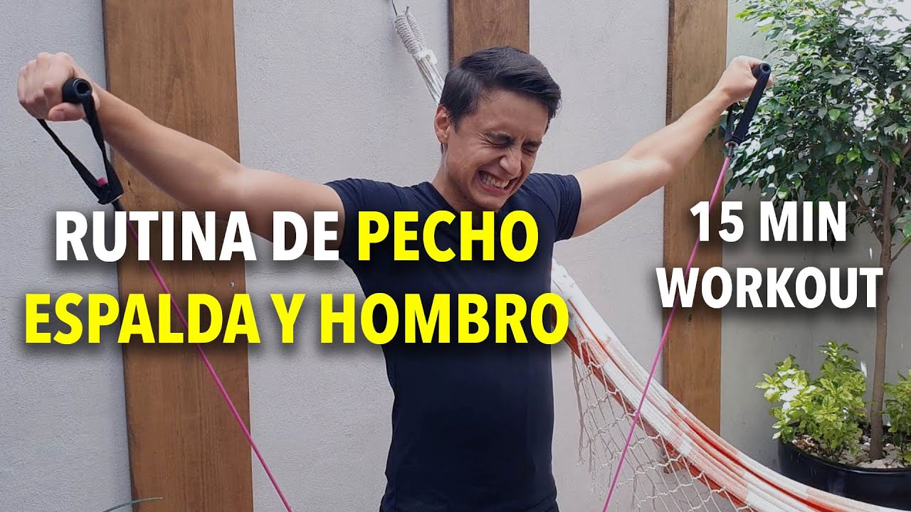 Rutina de PECHO, ESPALDA y HOMBRO en casa - YouTube