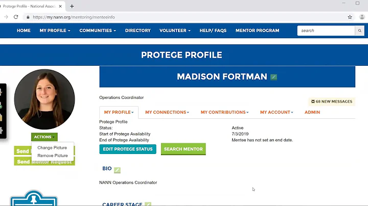 NANN E Mentoring I Create a Protege Profile