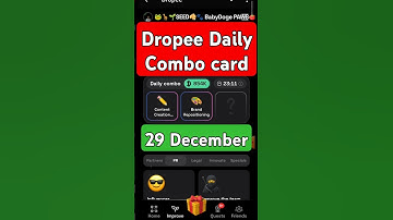 Dropee Daily Combo 29-30 December | New Daily Combo Card 29 December | Daily Combo Dropee #dropee