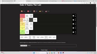 Calc 3 Topics Tier List