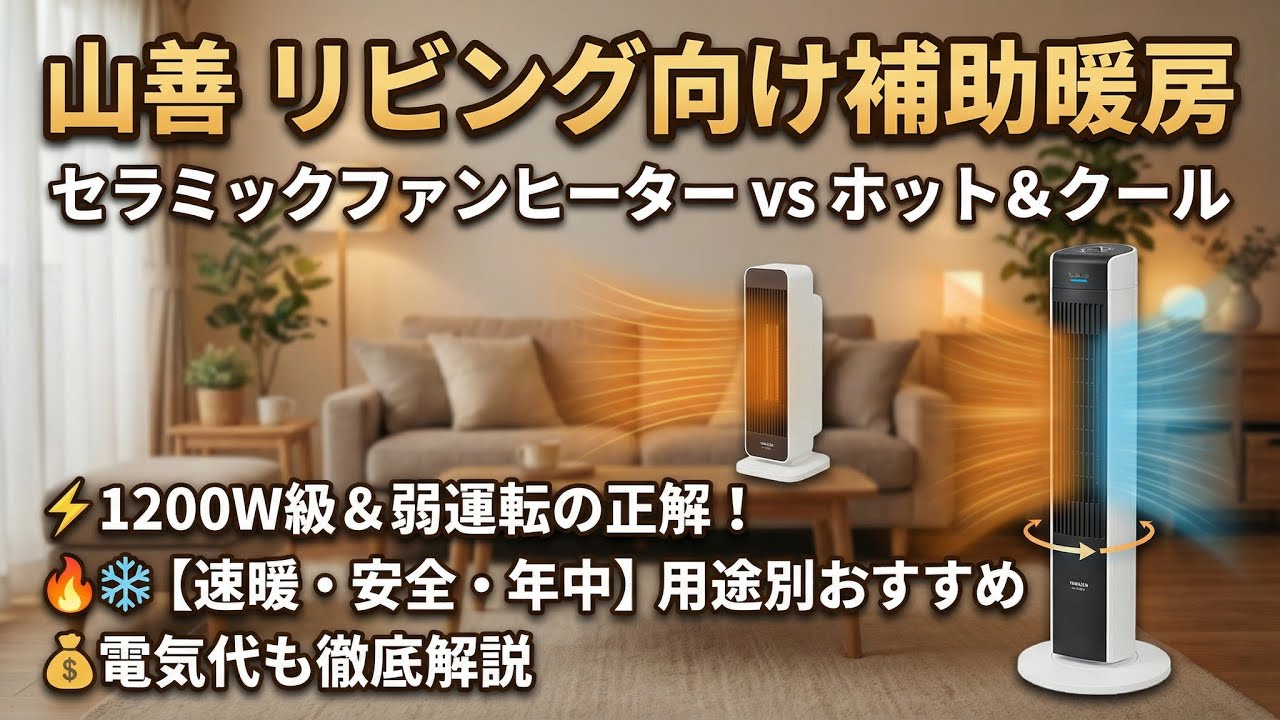 山善 リビング向け補助暖房おすすめ｜セラミックファンヒーター