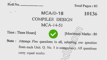 2018 Kuk MCA 4th Sem Compiler Design Question Paper