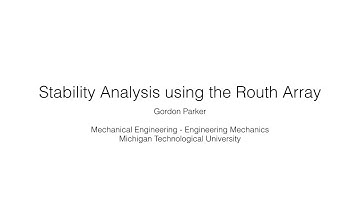 Stability Analysis using the Routh Array