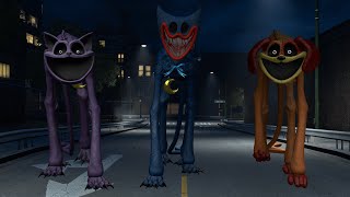 HuggyNap, CatNap and DogNap Chased in the city AT NIGHT | Garry's Mod