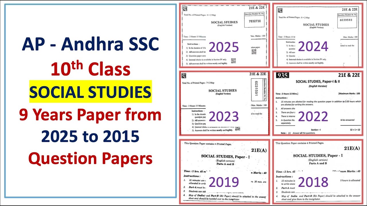 AP 10th class Social 2025 - 2015 9 year question papers SSC Final Exam ...