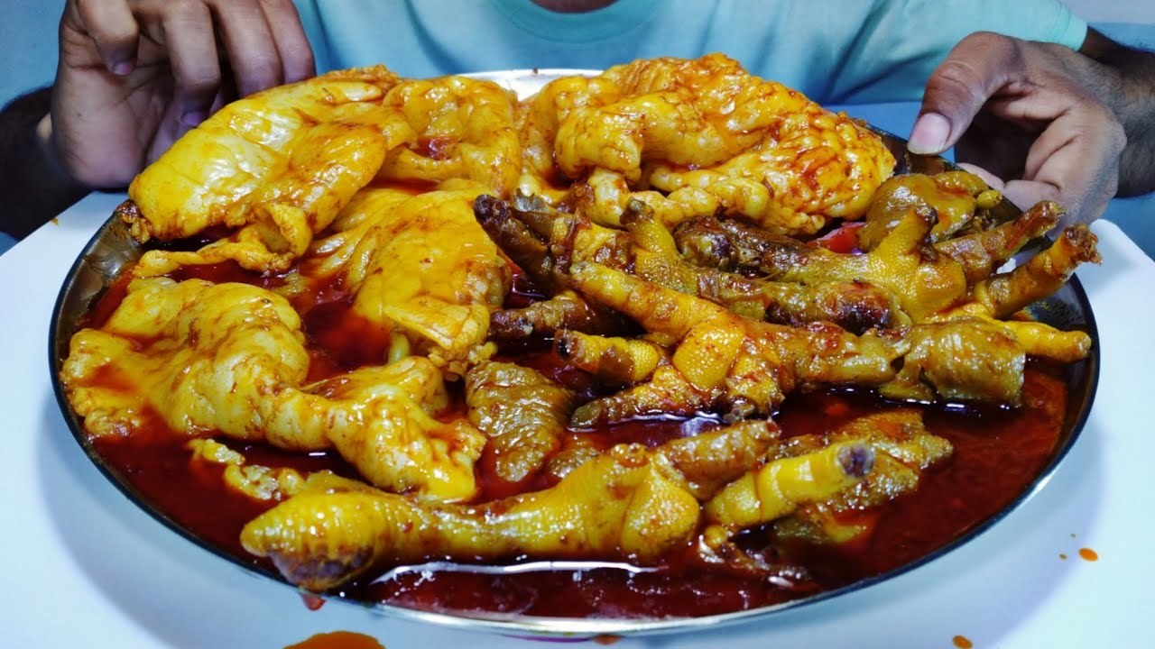 Full & Huge 😳 So Much Oily Mutton Fat/Charbi Curry With Chicken Feet Curry Rice Eating | Bakra Goat