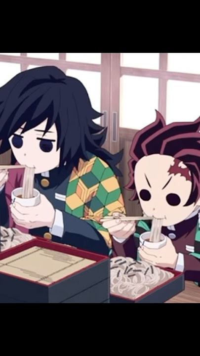 Tanjiro and Giyu eating Noodles Together