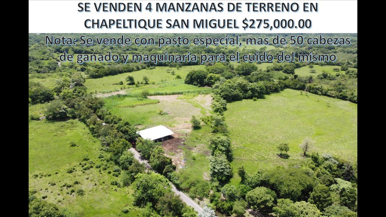 SE VENDEN 4 MANZANAS DE TERRENO EN CHAPELTIQUE SAN MIGUEL/$275,000.00