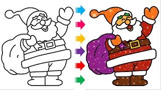 Glitter Christmas Santa Claus Draw | Xmas Coloring Pages for Kids | Drawing Step By Step Glitter Christmas Santa Claus Draw | Xmas Coloring Pages for Kids | Drawing Step By Step