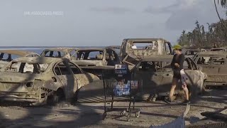 Scenes of utter devastation as Maui residents return to charred remains of historic town