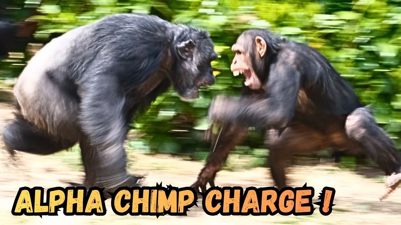Young Chimpanzee Screams As Alpha Male Charges At Her - YouTube