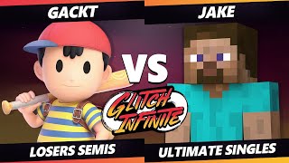 Glitch Infinite Losers Semis - Gackt (Ness) Vs. Jake (Steve) - SSBU Ultimate Tournament