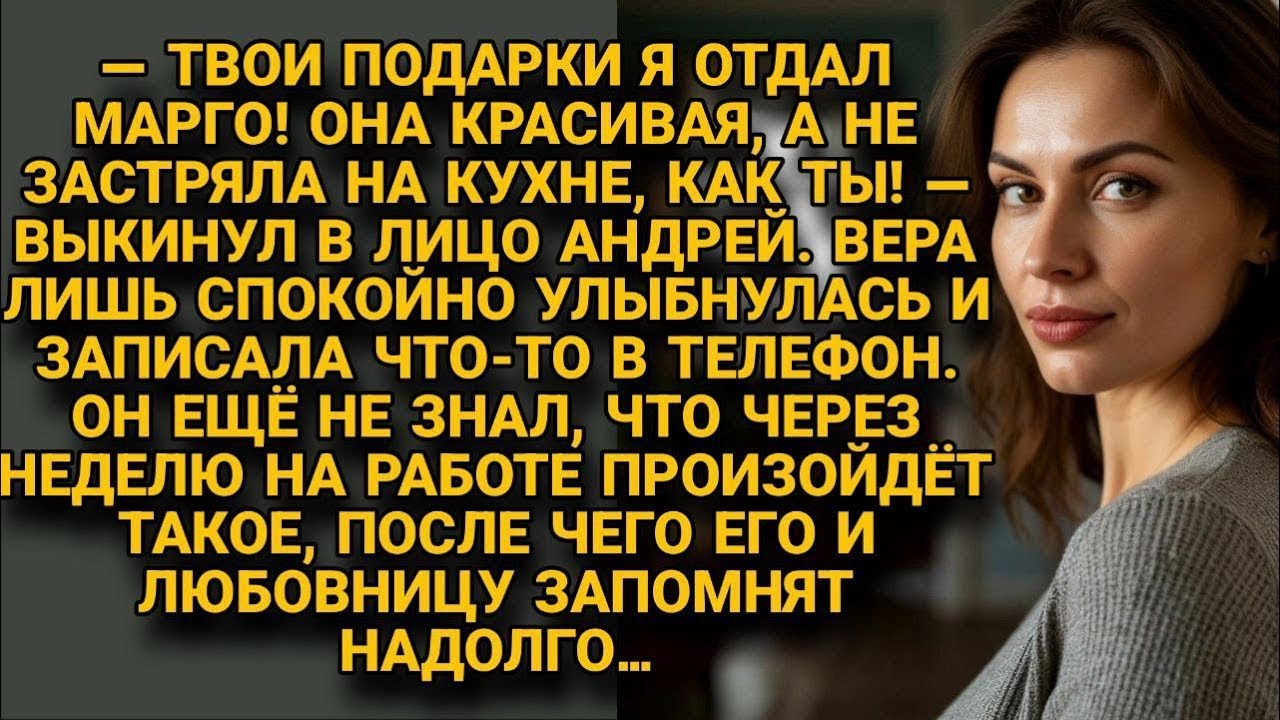 Муж отдал подарки жены любовнице Марго, но запись в телефоне всё изменила через неделю....