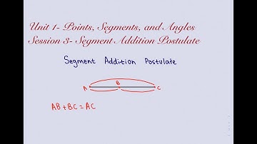 Session 3- Segment Addition Postulate:  Unit 1- Points Segments & Angles