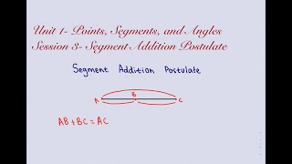 Session 3- Segment Addition Postulate:  Unit 1- Points Segments & Angles