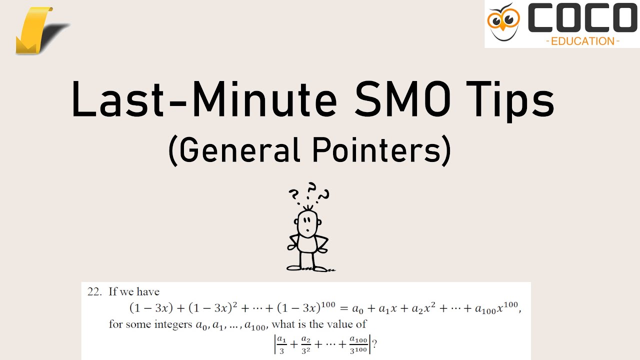 Help! The SMO is 1 week away...