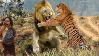 TIGRE vs LEON,el PODER del FELINO mas PODEROSO (UN Tigre VS Leones Esto Sucede)¿El felino más Letal?